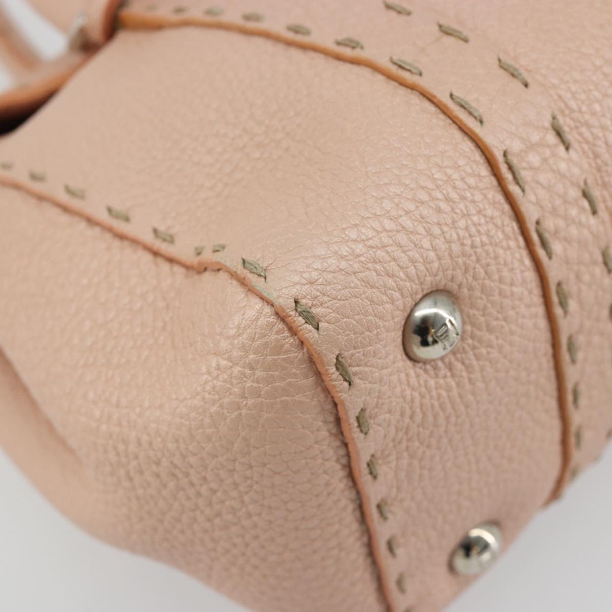 FENDI Celeria Hand Bag Leather Pink Silver Auth ka4687A