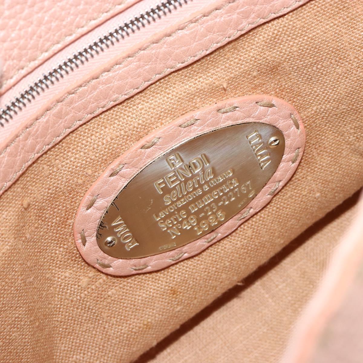FENDI Celeria Hand Bag Leather Pink Silver Auth ka4687A