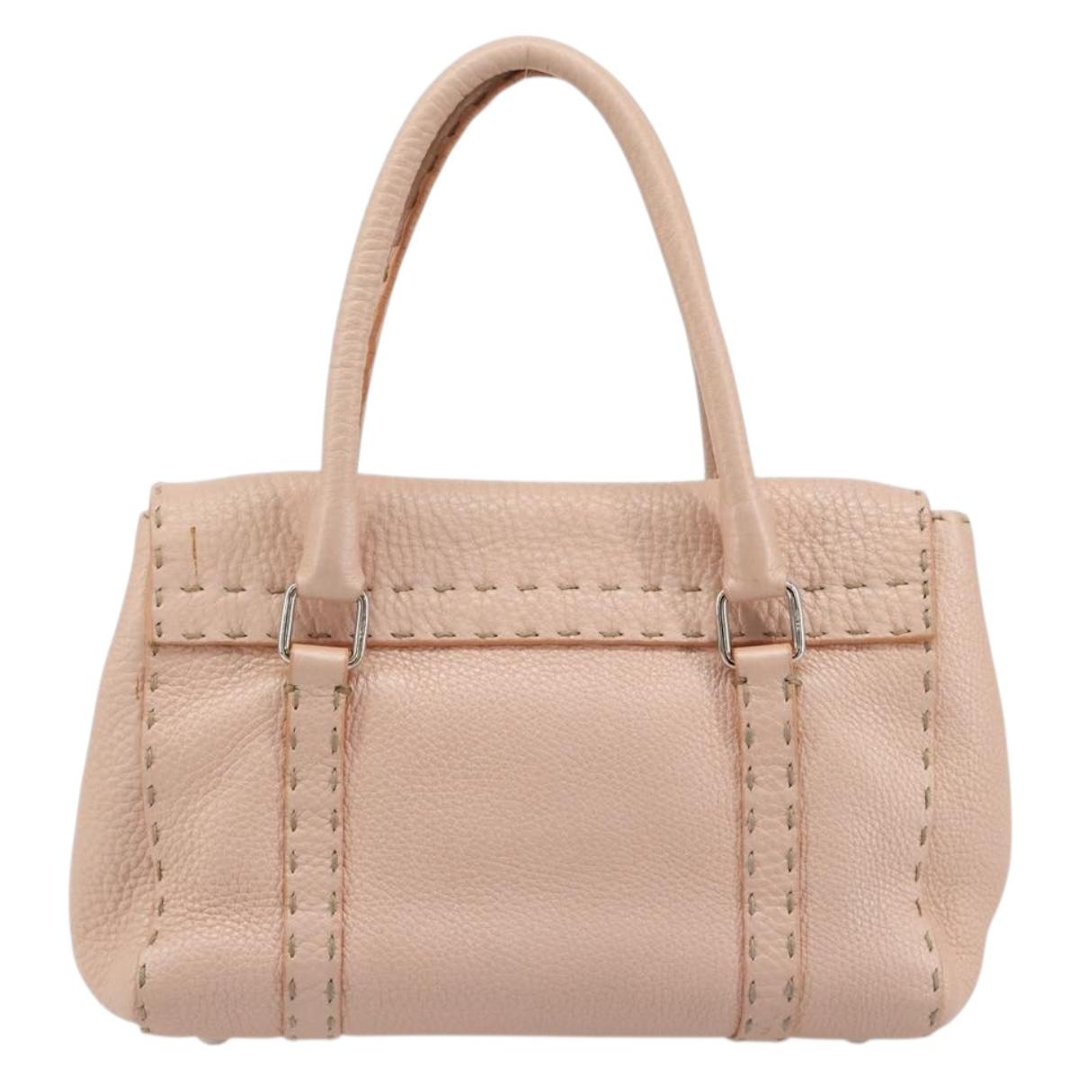 FENDI Celeria Hand Bag Leather Pink Silver Auth ka4687A
