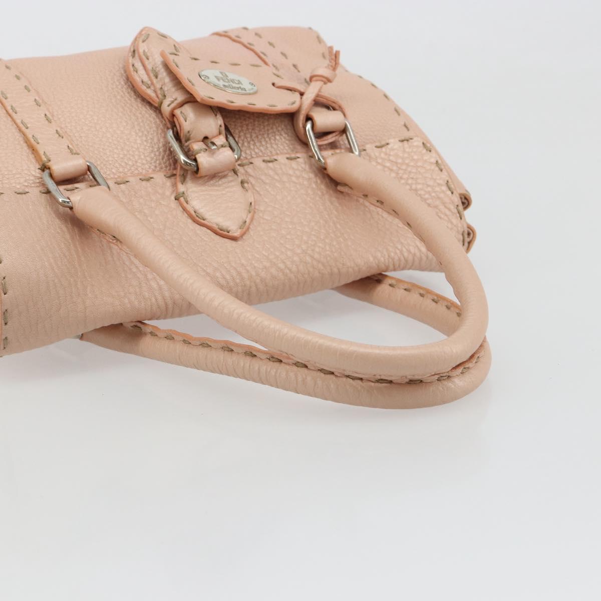 FENDI Celeria Hand Bag Leather Pink Silver Auth ka4687A