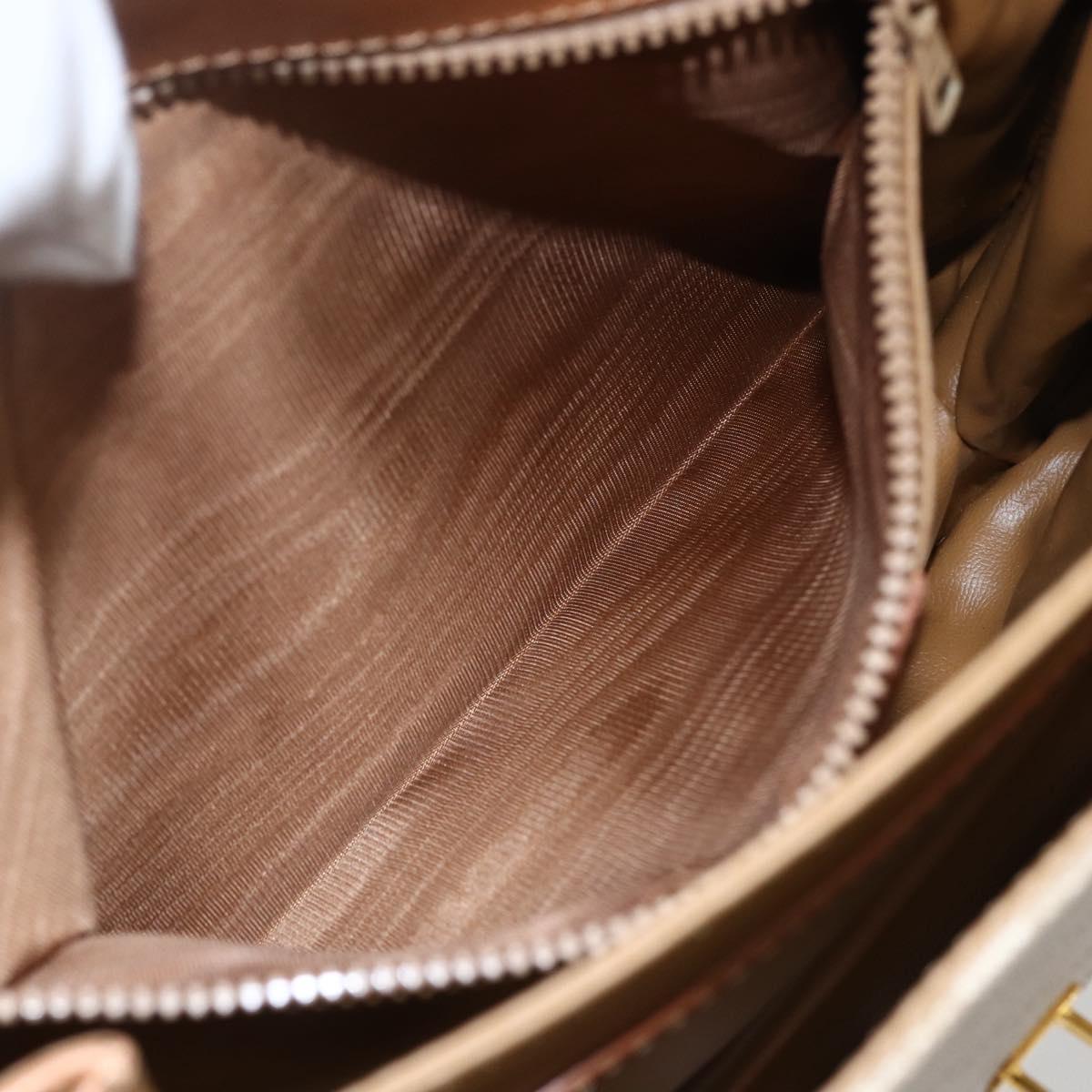 CELINE Macadam Canvas Shoulder Bag PVC Beige Gold Auth ka469