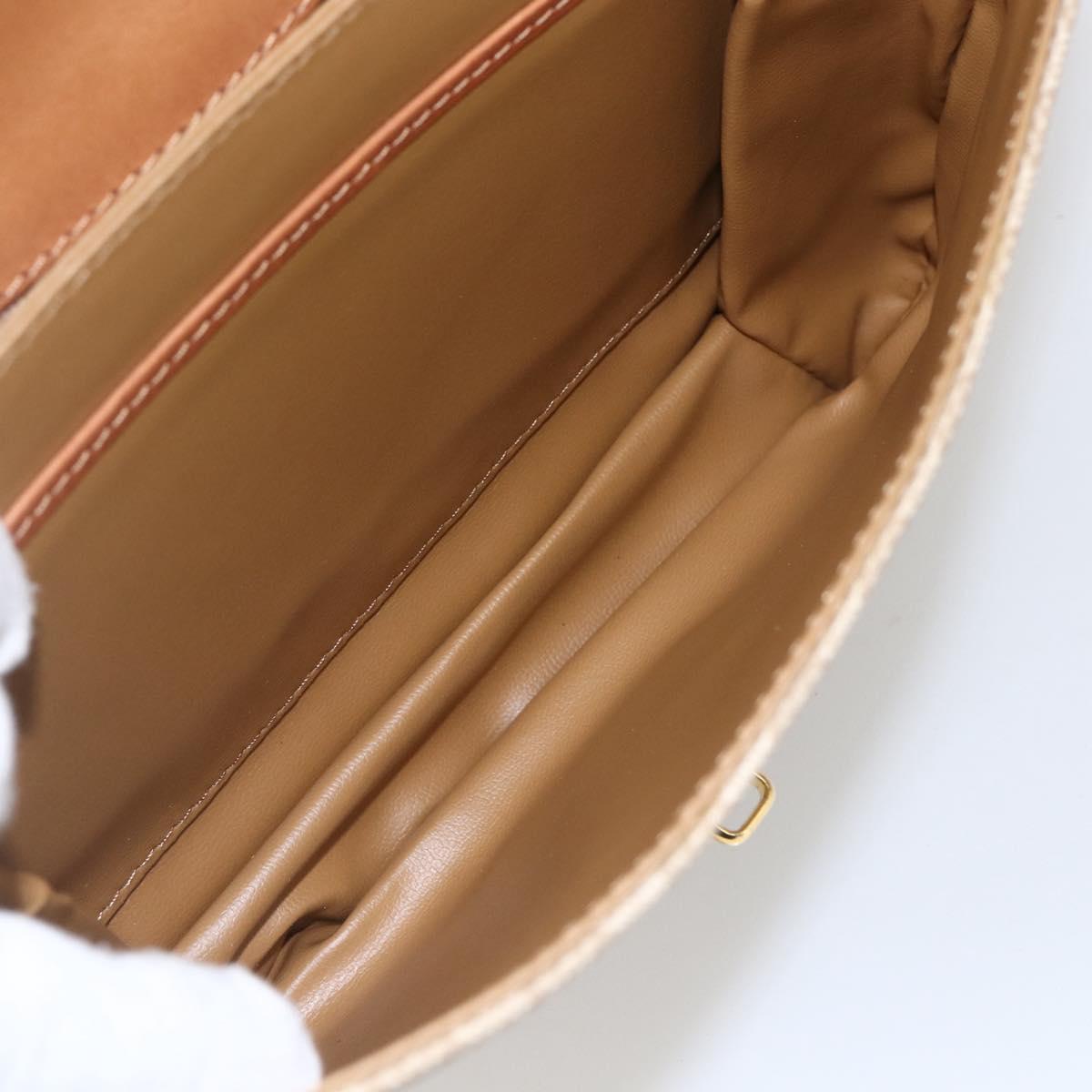 CELINE Macadam Canvas Shoulder Bag PVC Beige Gold Auth ka469