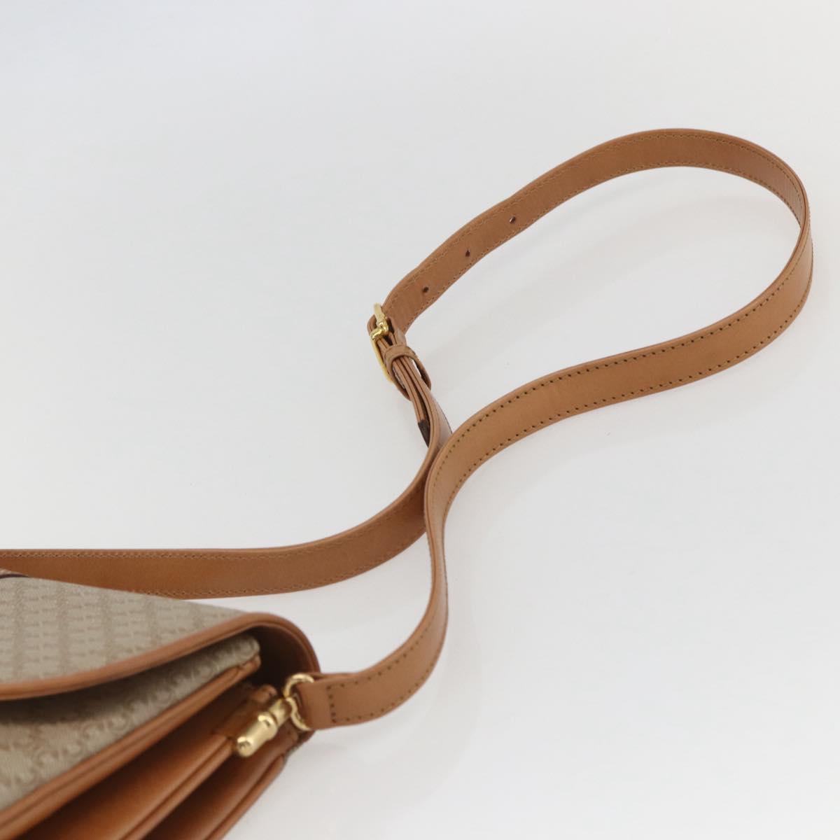 CELINE Macadam Canvas Shoulder Bag PVC Beige Gold Auth ka469