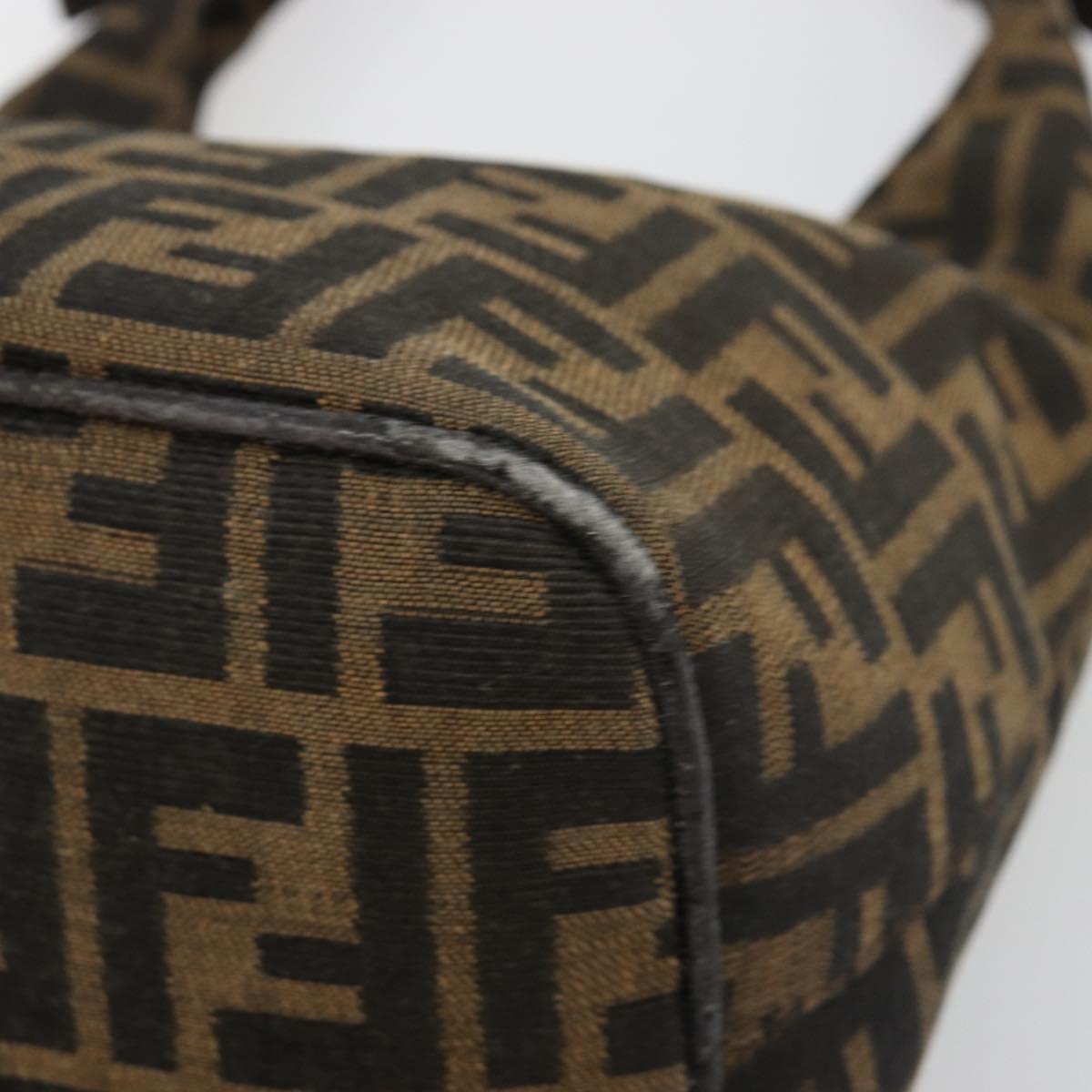 FENDI Zucca Canvas Hand Bag Brown Black Silver Auth ka4694A