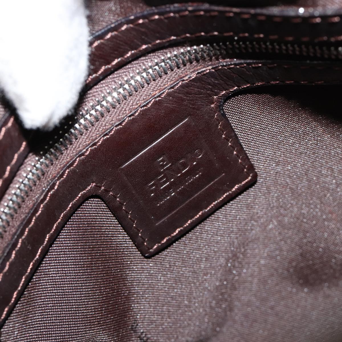 FENDI Zucca Canvas Hand Bag Brown Black Silver Auth ka4694A