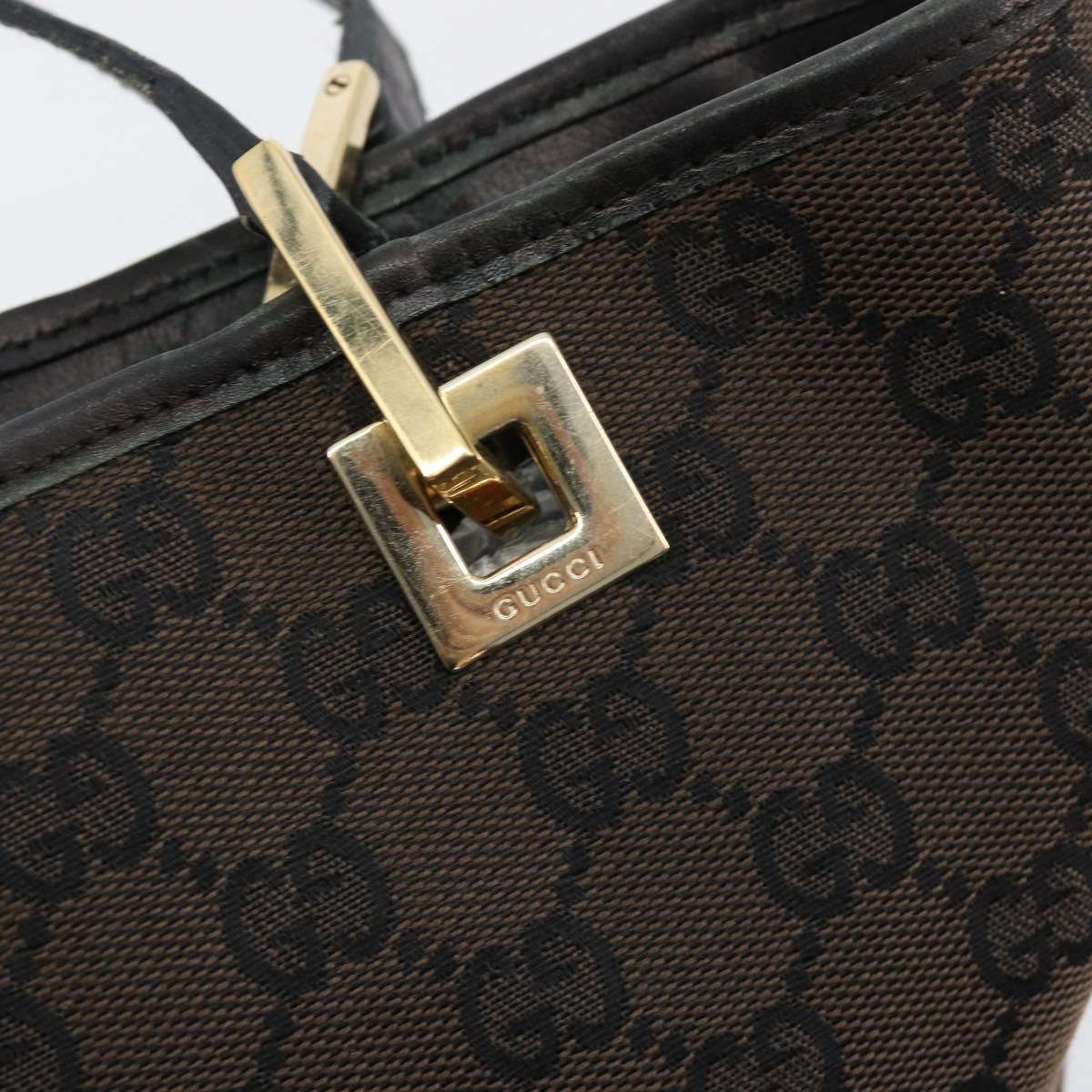 GUCCI GG Canvas Hand Bag Black Gold 002 1099 Auth ka4695