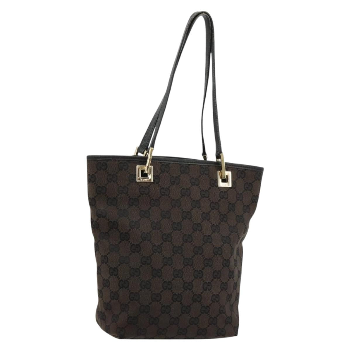GUCCI GG Canvas Hand Bag Black Gold 002 1099 Auth ka4695