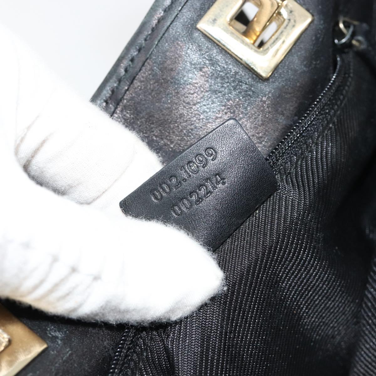 GUCCI GG Canvas Hand Bag Black Gold 002 1099 Auth ka4695