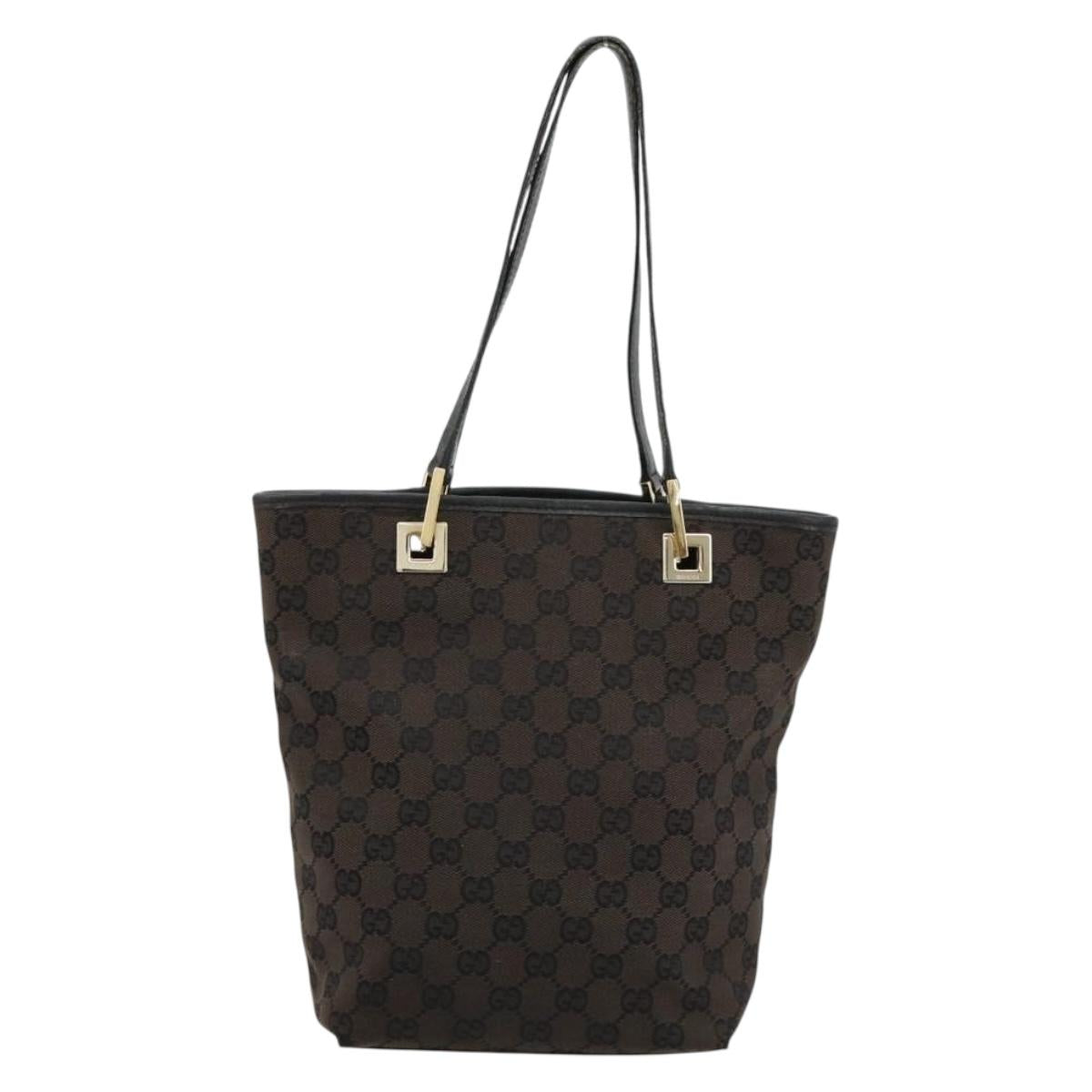 GUCCI GG Canvas Hand Bag Black Gold 002 1099 Auth ka4695