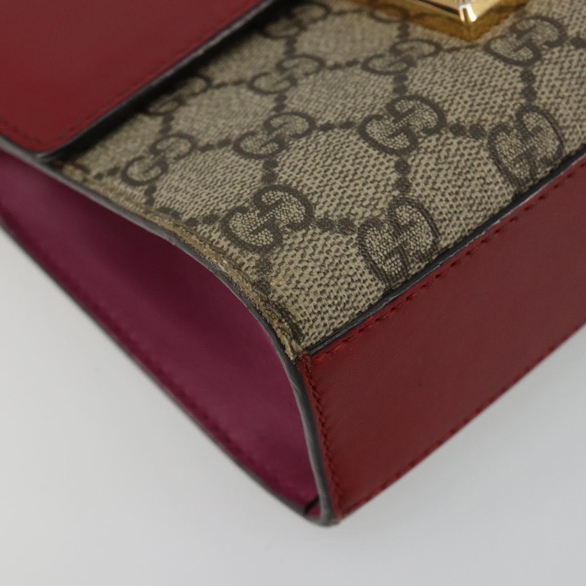 GUCCI GG Supreme Chain Shoulder Bag PVC Red Gold pink 409487 Auth ka4696