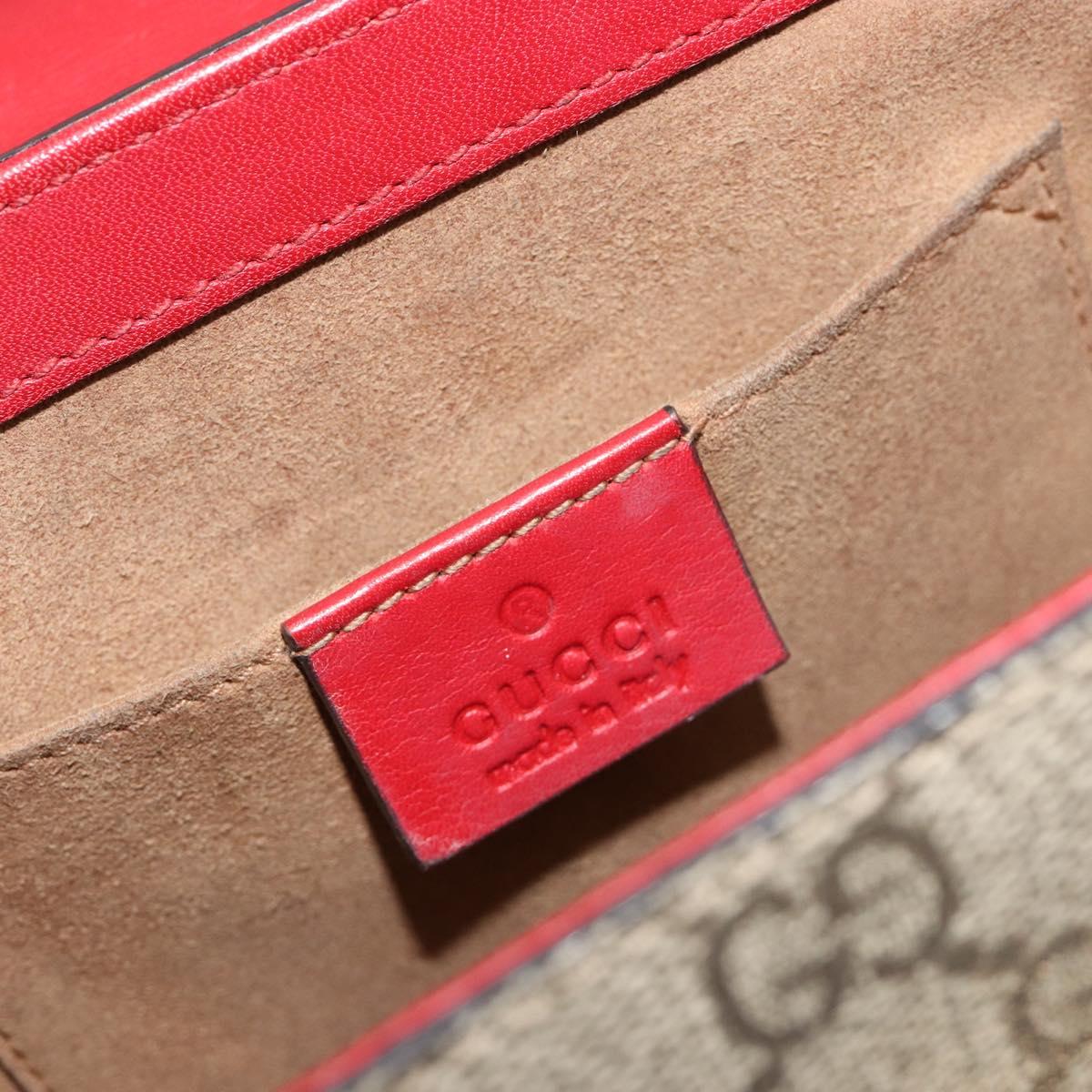 GUCCI GG Supreme Chain Shoulder Bag PVC Red Gold pink 409487 Auth ka4696