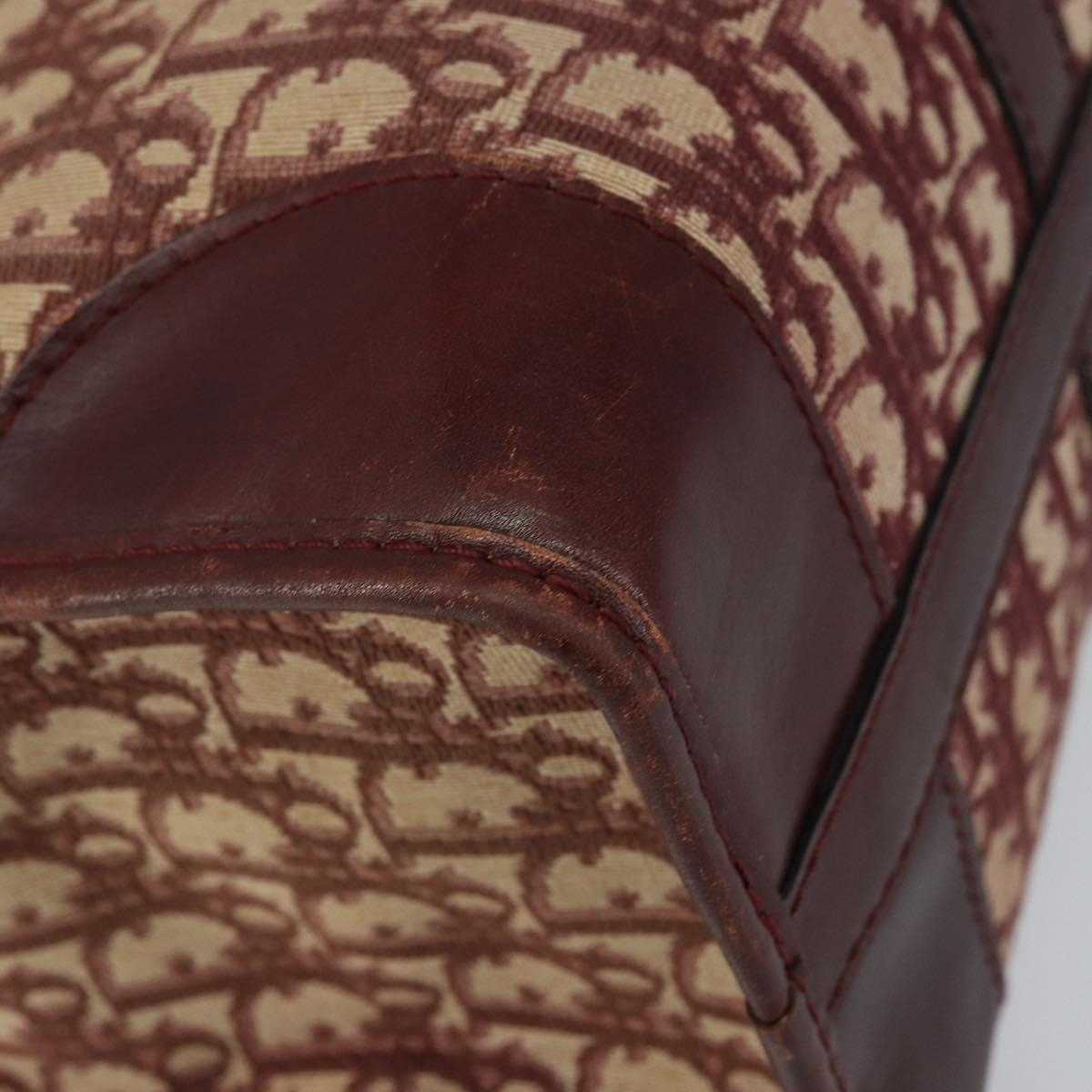 Christian Dior Trotter Canvas Hand Bag Red Gold Auth ka470