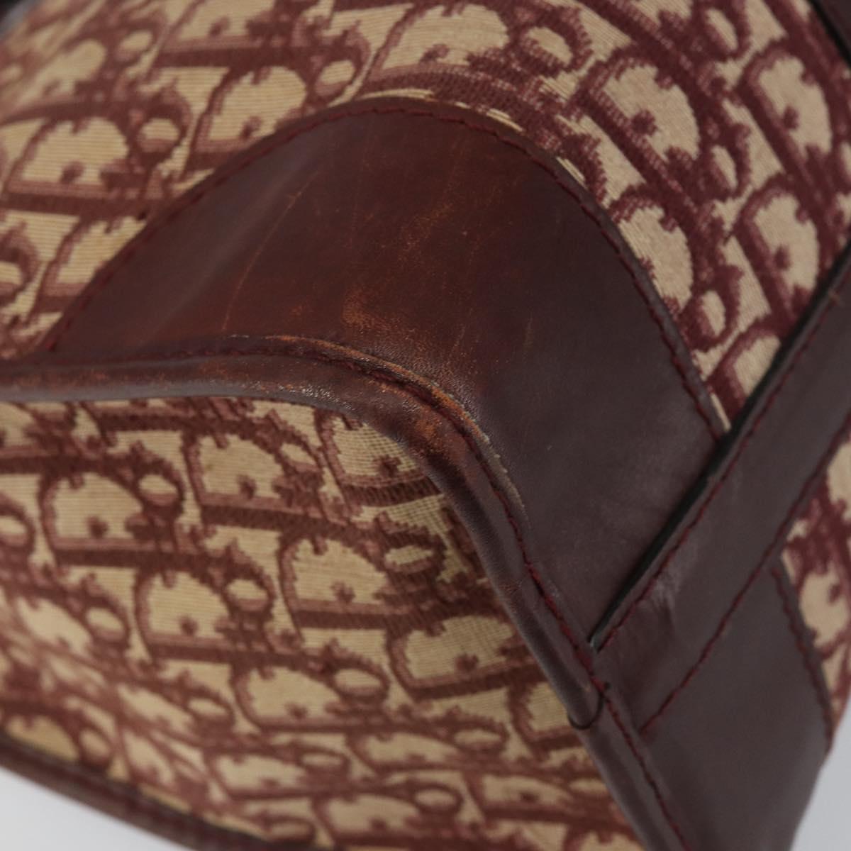 Christian Dior Trotter Canvas Hand Bag Red Gold Auth ka470