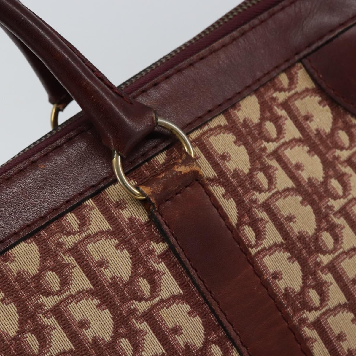 Christian Dior Trotter Canvas Hand Bag Red Gold Auth ka470
