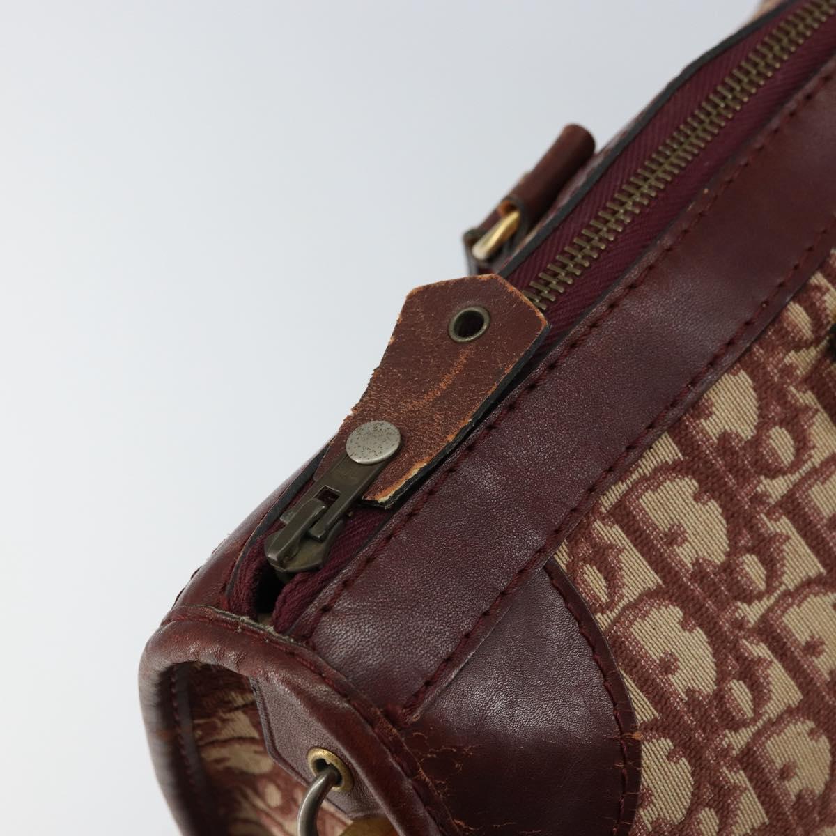 Christian Dior Trotter Canvas Hand Bag Red Gold Auth ka470