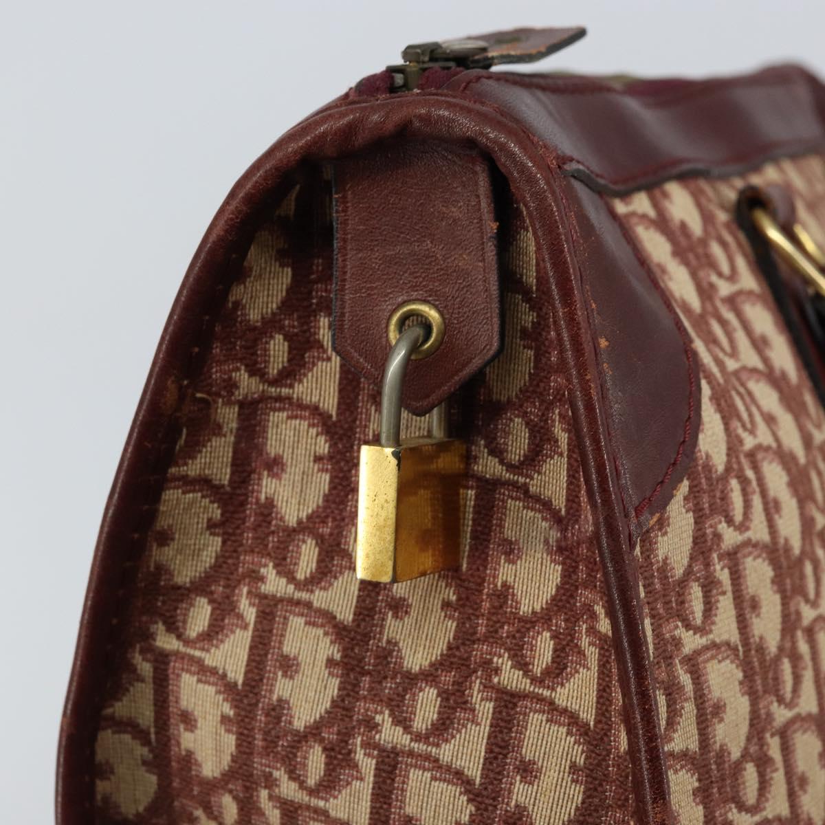 Christian Dior Trotter Canvas Hand Bag Red Gold Auth ka470
