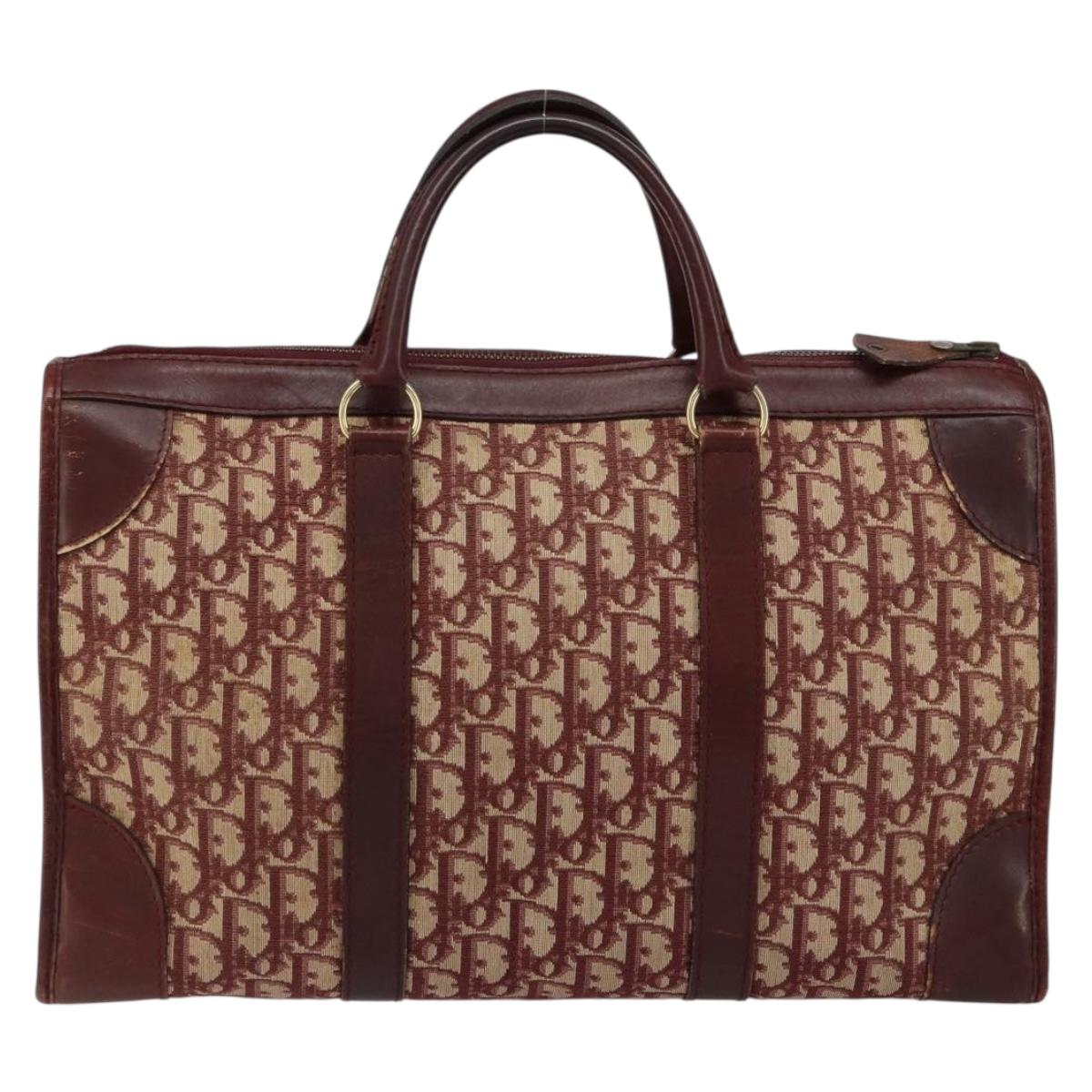 Christian Dior Trotter Canvas Hand Bag Red Gold Auth ka470