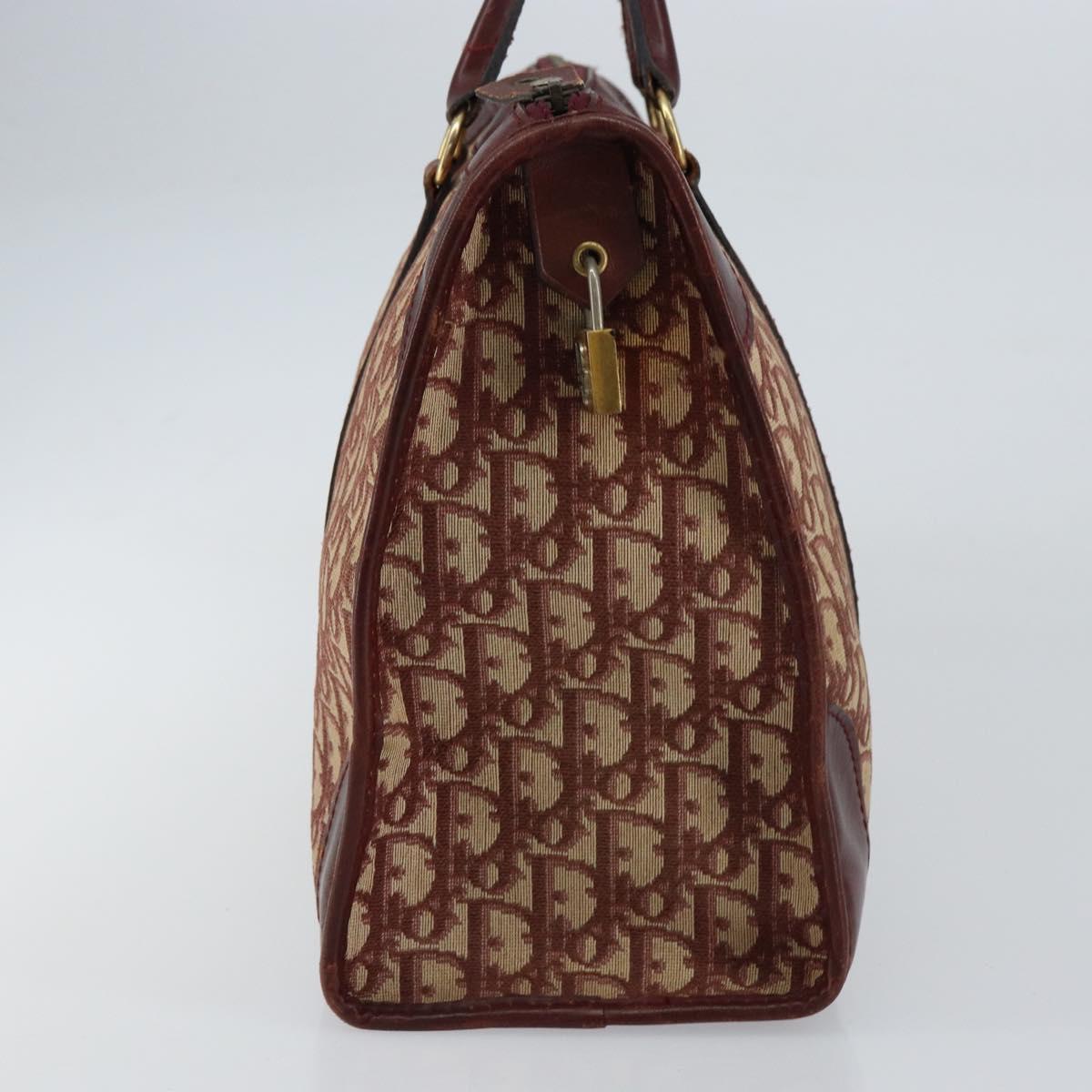 Christian Dior Trotter Canvas Hand Bag Red Gold Auth ka470