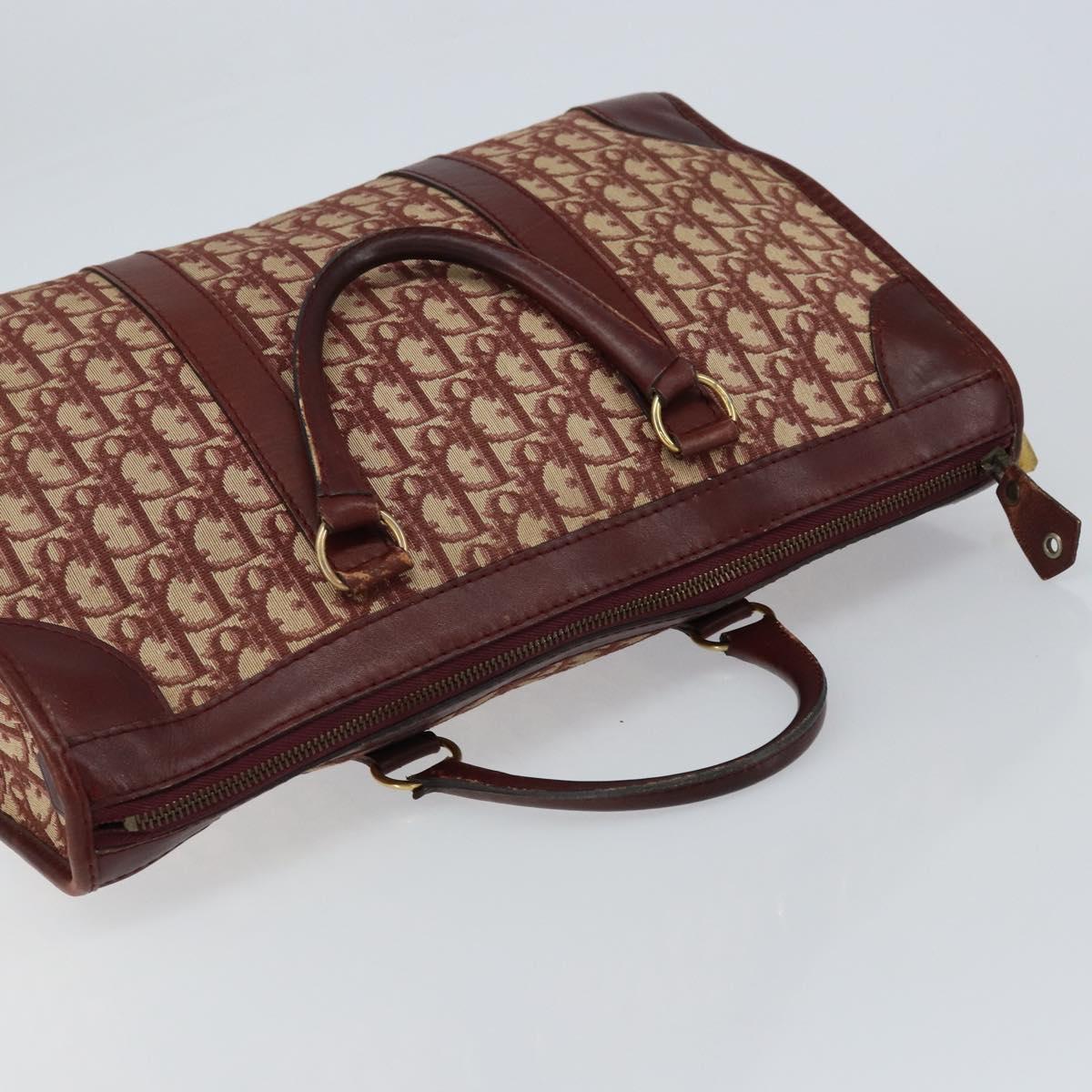 Christian Dior Trotter Canvas Hand Bag Red Gold Auth ka470