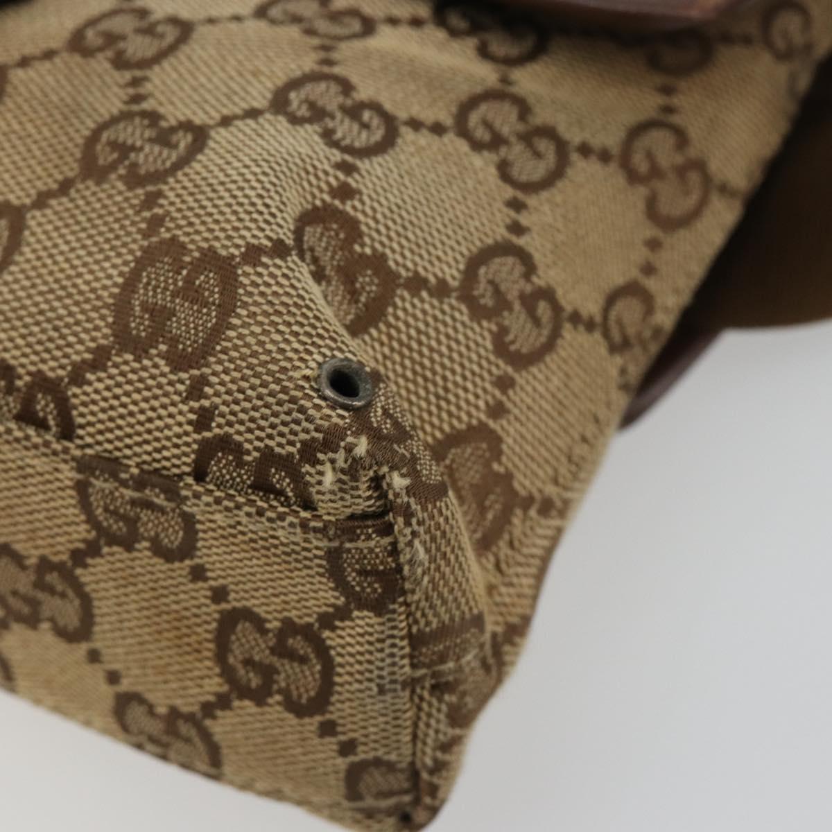 GUCCI GG Canvas Waist bag Beige Silver 92543 Auth ka4700