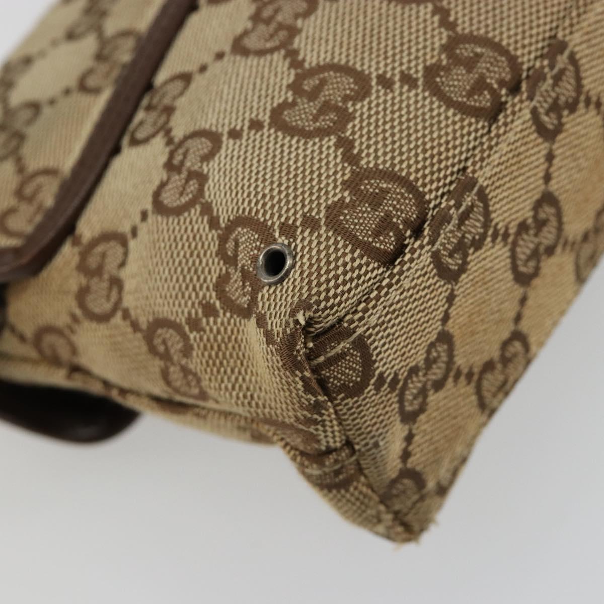 GUCCI GG Canvas Waist bag Beige Silver 92543 Auth ka4700
