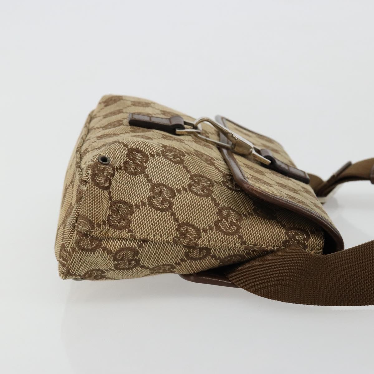 GUCCI GG Canvas Waist bag Beige Silver 92543 Auth ka4700