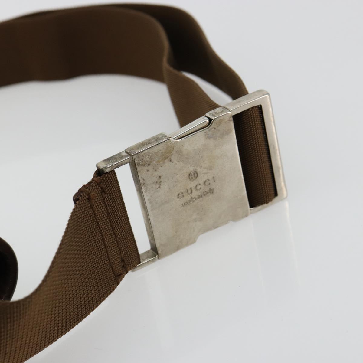 GUCCI GG Canvas Waist bag Beige Silver 92543 Auth ka4700