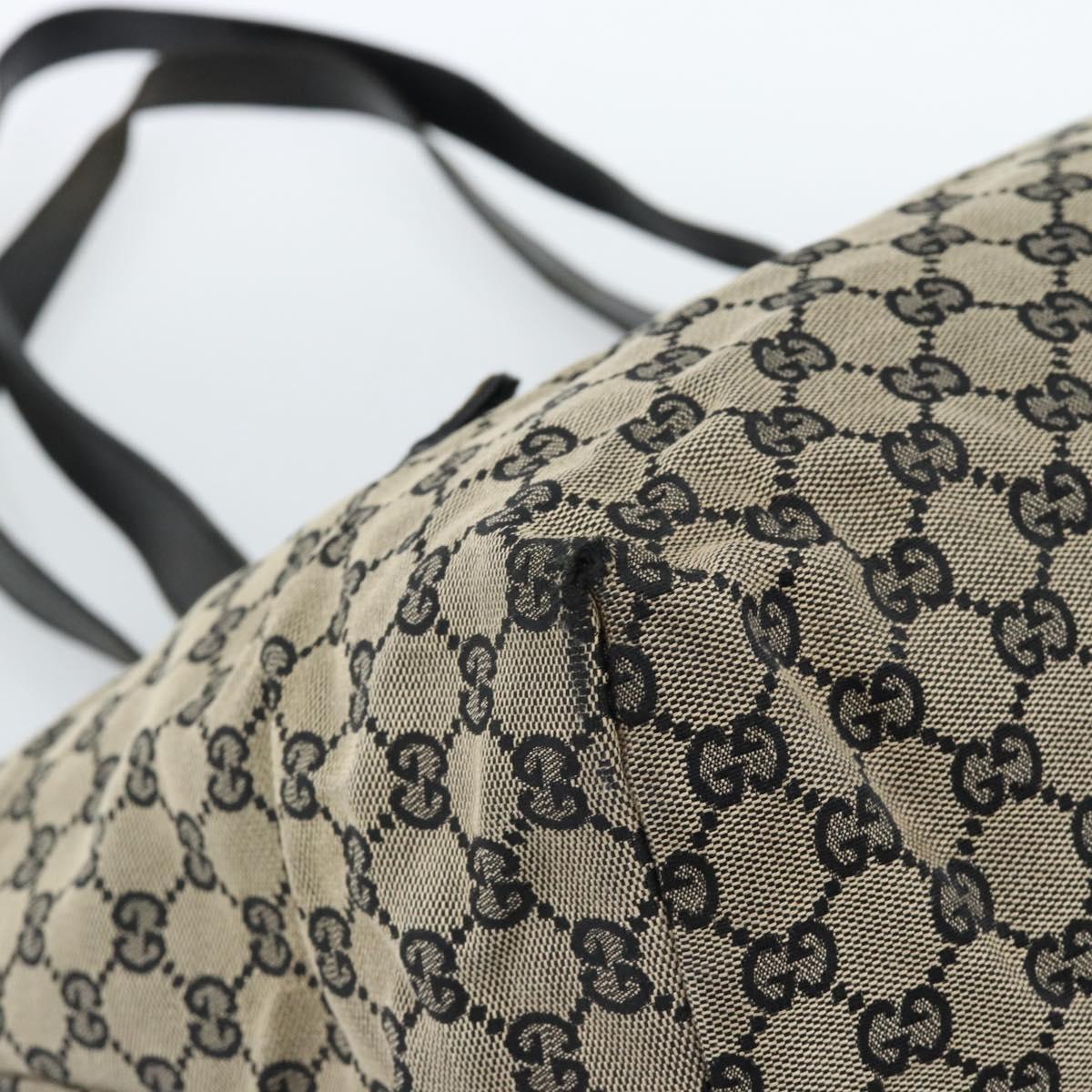GUCCI GG Canvas Tote Bag Black Beige 019 0493 1669 Auth ka4701