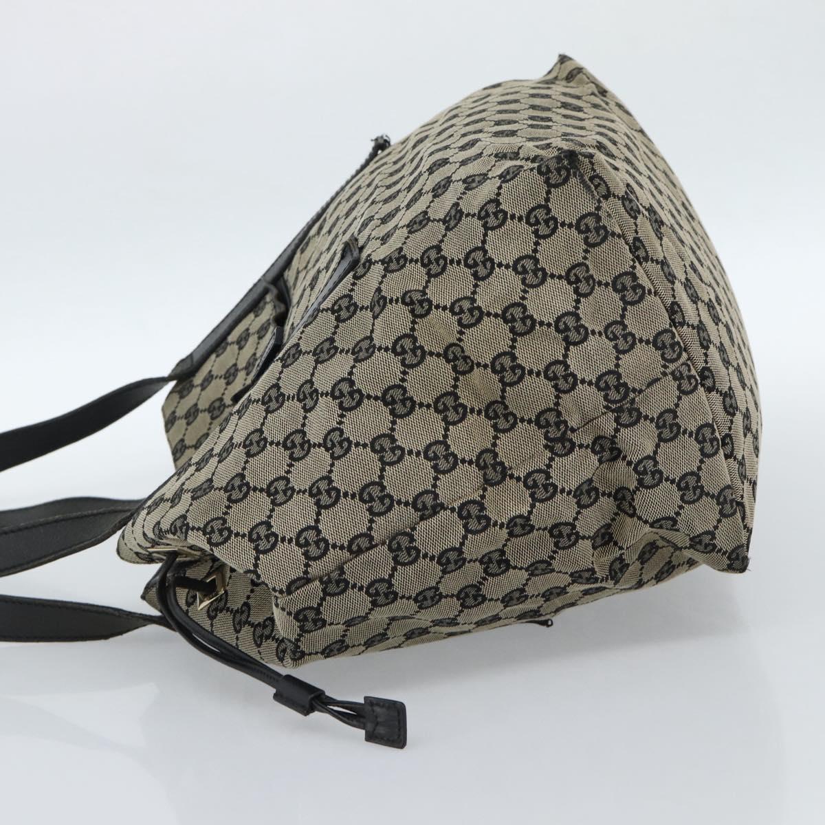 GUCCI GG Canvas Tote Bag Black Beige 019 0493 1669 Auth ka4701