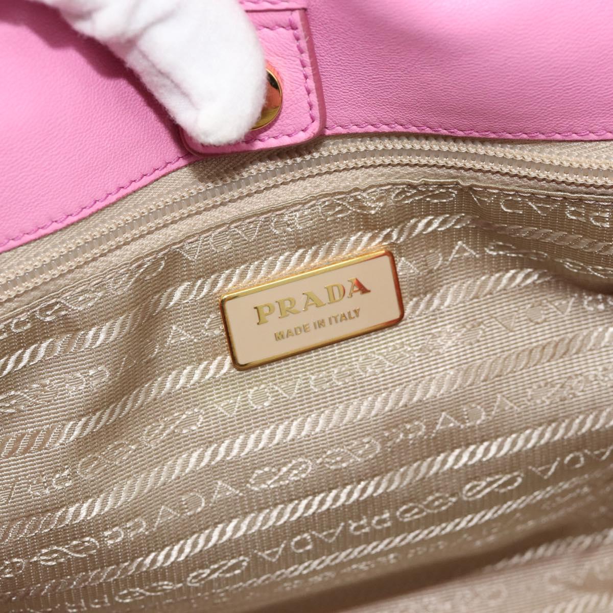 PRADA Hand Bag Nylon Pink Gold Auth ka4702A