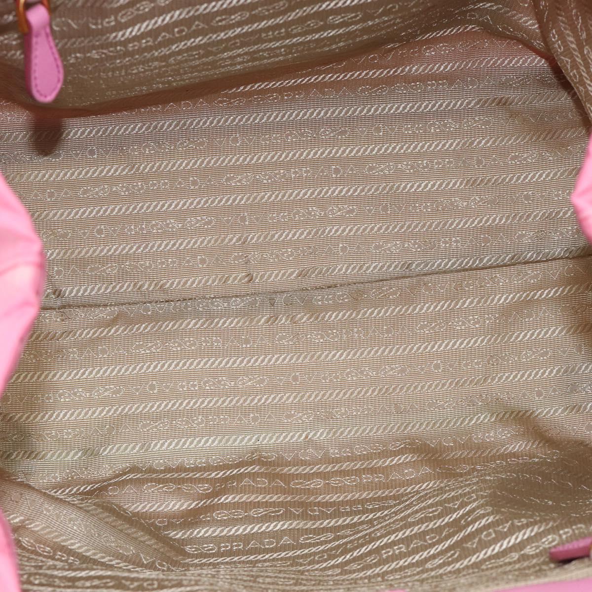 PRADA Hand Bag Nylon Pink Gold Auth ka4702A