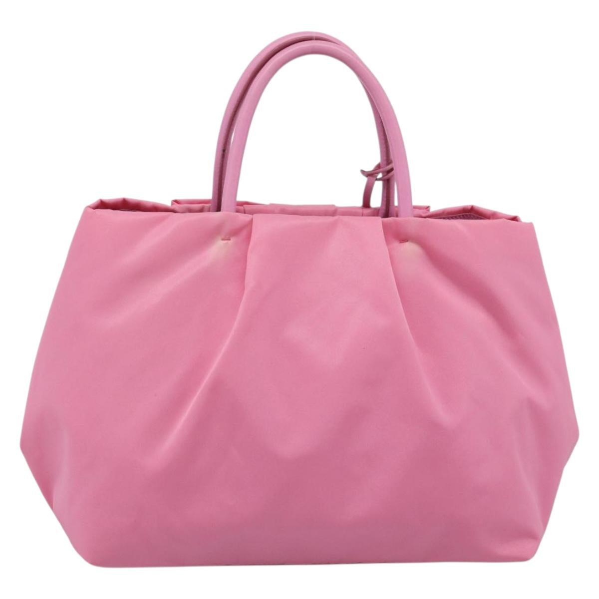 PRADA Hand Bag Nylon Pink Gold Auth ka4702A