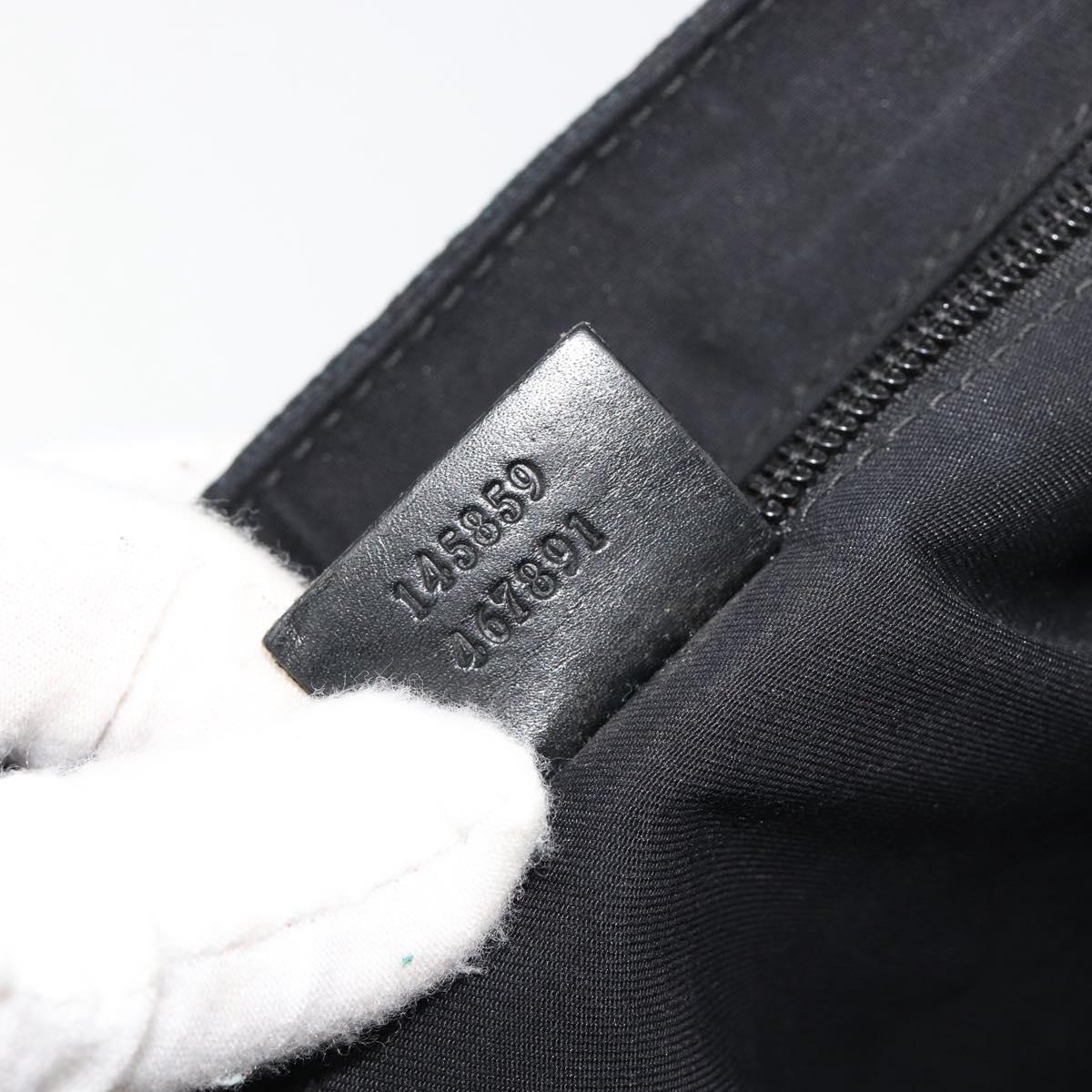 GUCCI GG Canvas Shoulder Bag Black Silver 145859 Auth ka4704