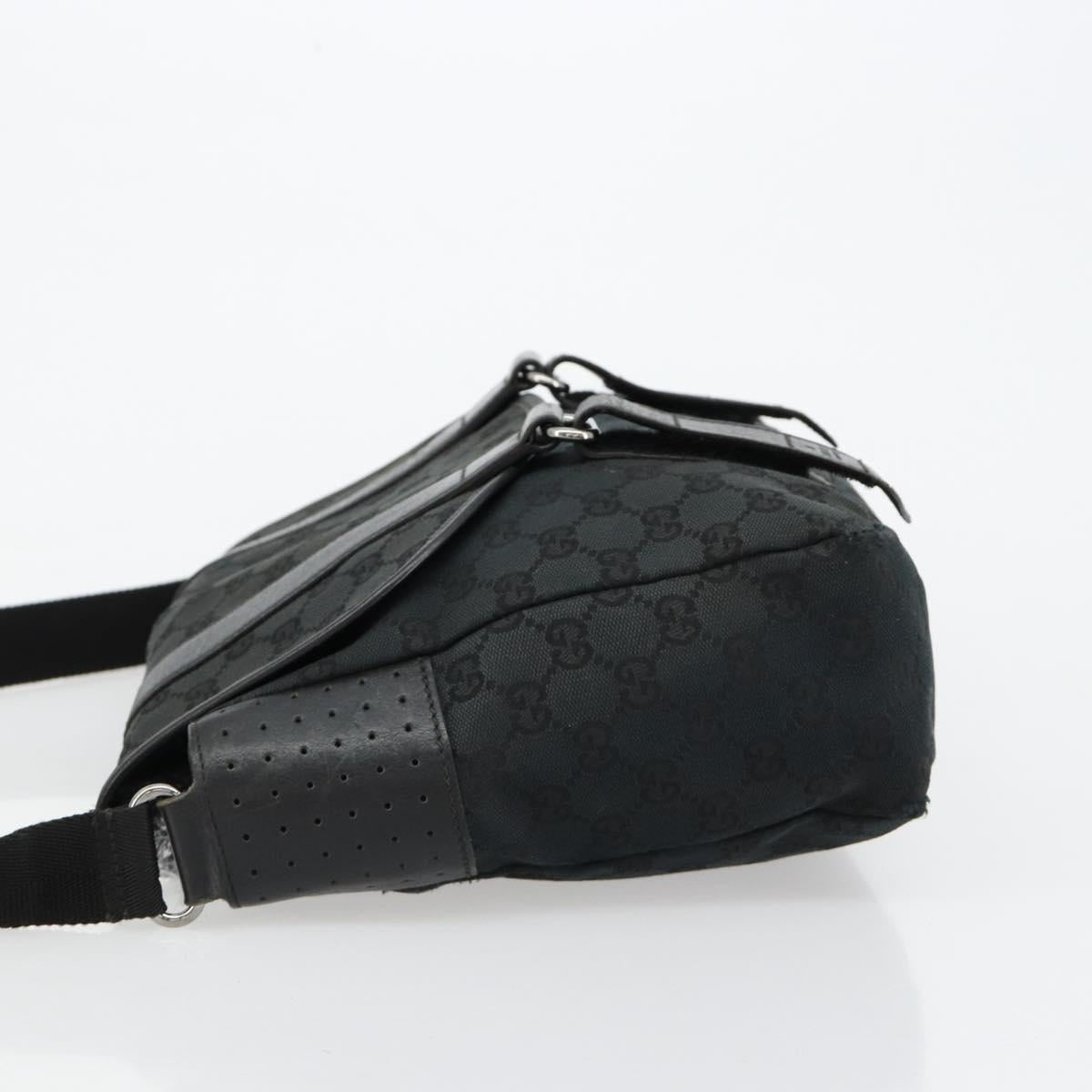 GUCCI GG Canvas Shoulder Bag Black Silver 145859 Auth ka4704