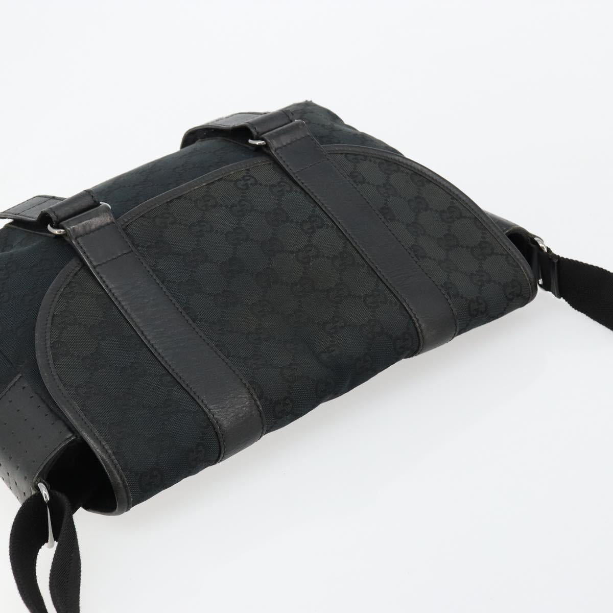 GUCCI GG Canvas Shoulder Bag Black Silver 145859 Auth ka4704
