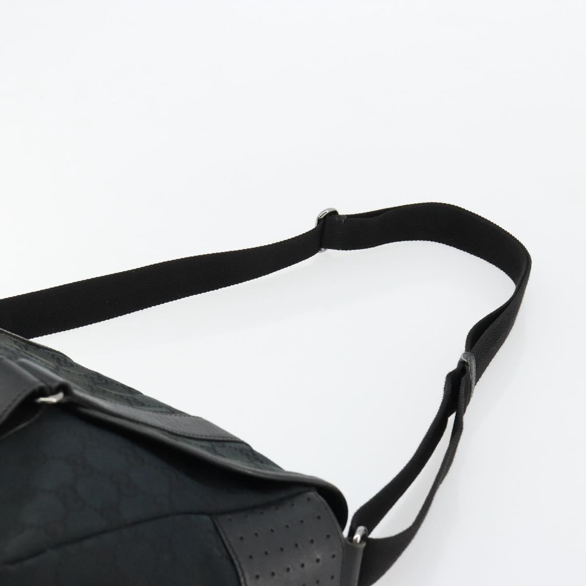GUCCI GG Canvas Shoulder Bag Black Silver 145859 Auth ka4704