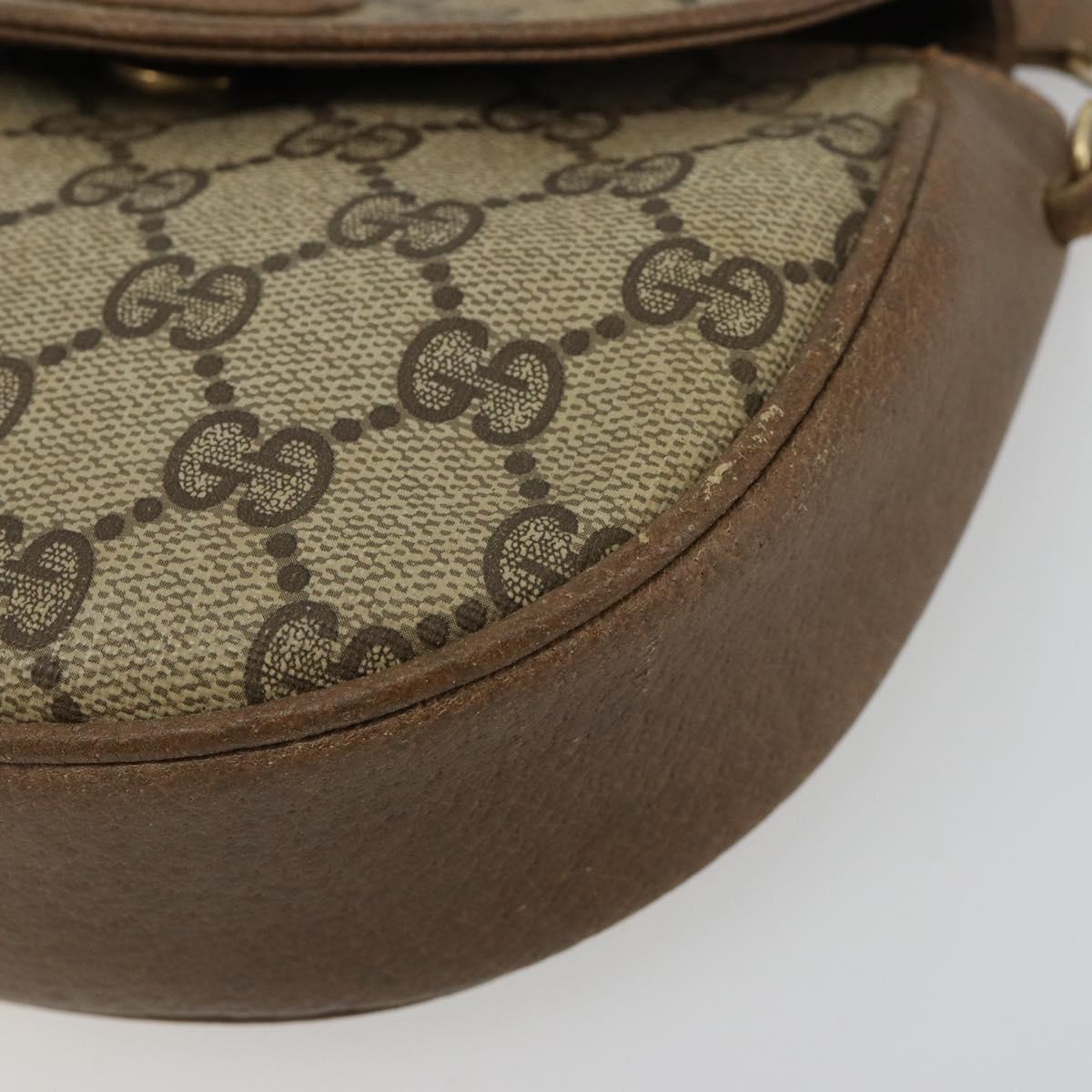 GUCCI GG Supreme Shoulder Bag PVC Beige Gold Auth ka4706