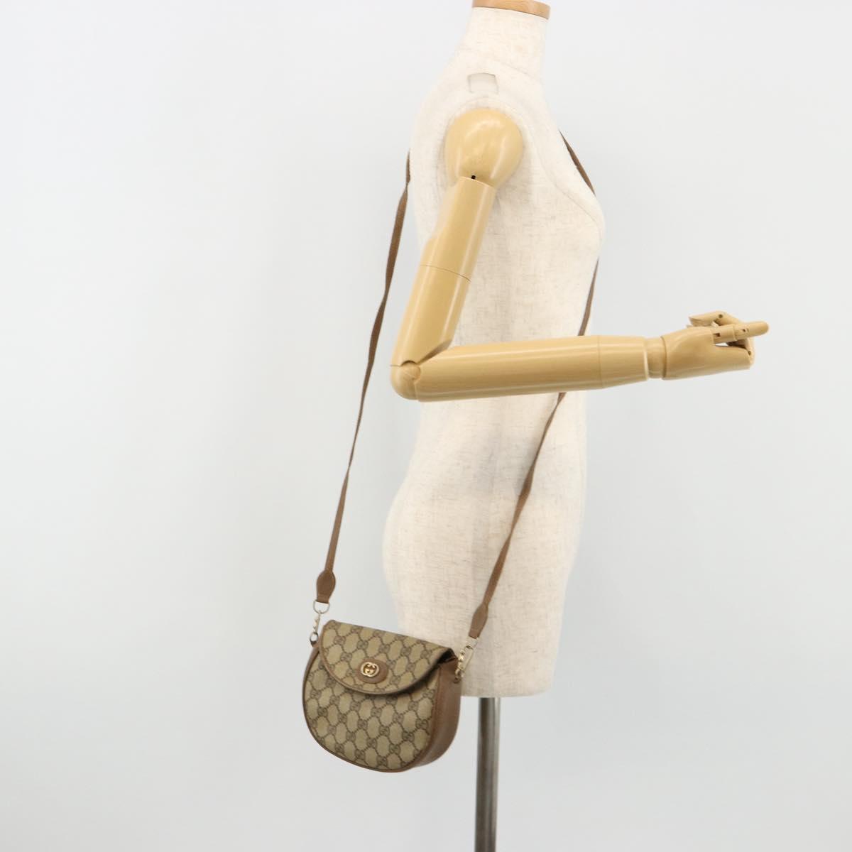 GUCCI GG Supreme Shoulder Bag PVC Beige Gold Auth ka4706