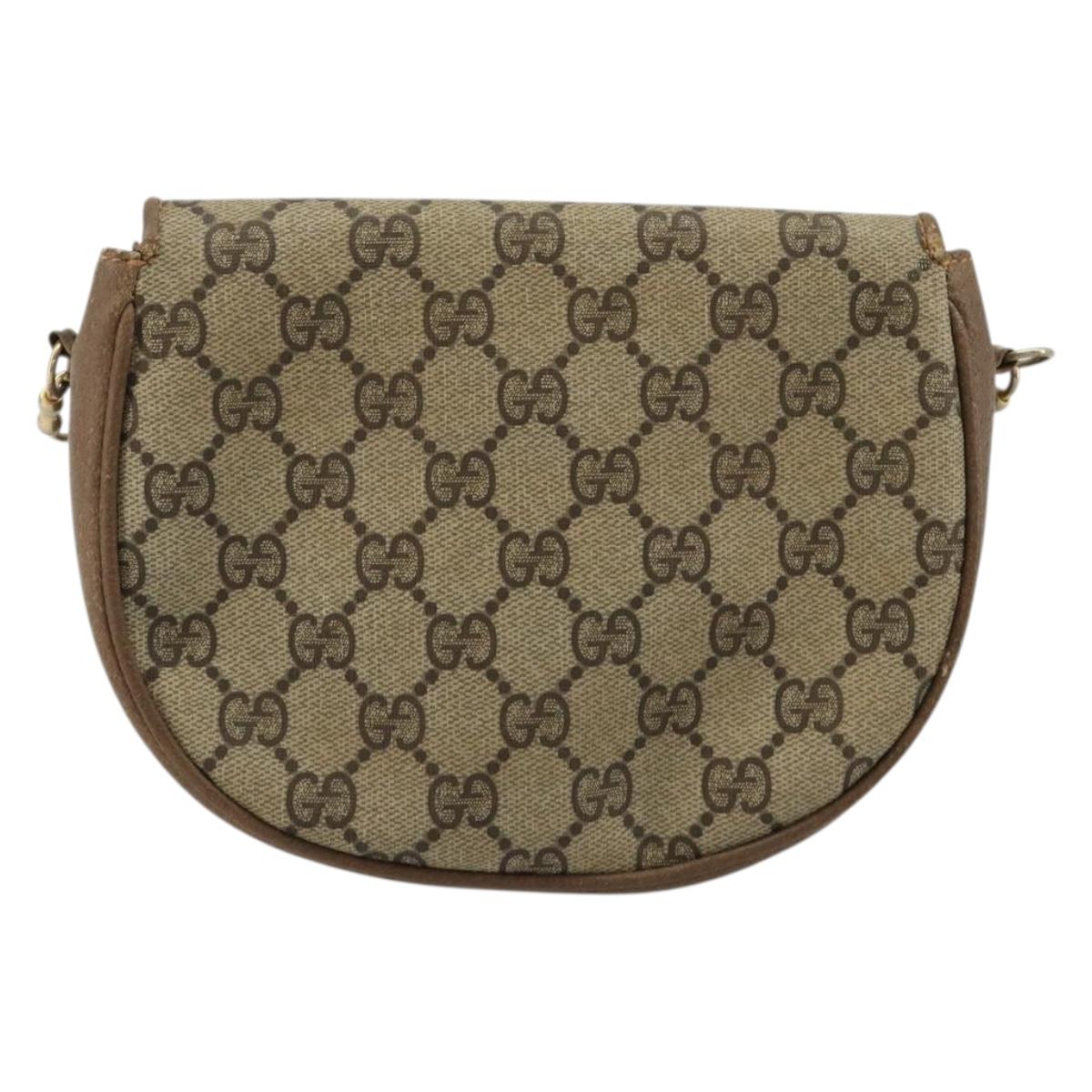 GUCCI GG Supreme Shoulder Bag PVC Beige Gold Auth ka4706