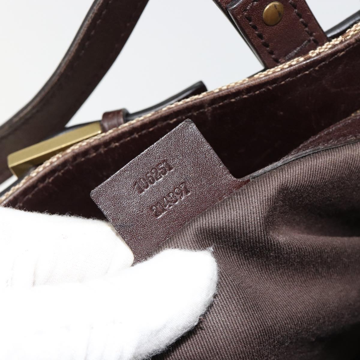 GUCCI GG Canvas Hand Bag Beige Gold 106251 Auth ka4707