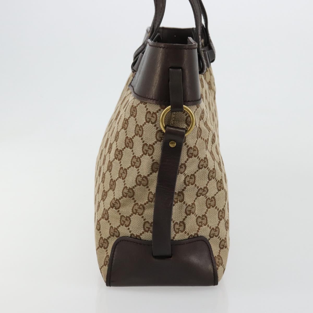 GUCCI GG Canvas Hand Bag Beige Gold 106251 Auth ka4707
