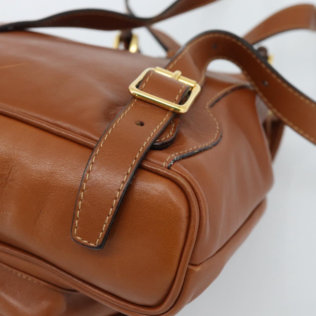 GUCCI Bamboo Backpack Leather Brown Gold 003 1998 0030 Auth ka4712