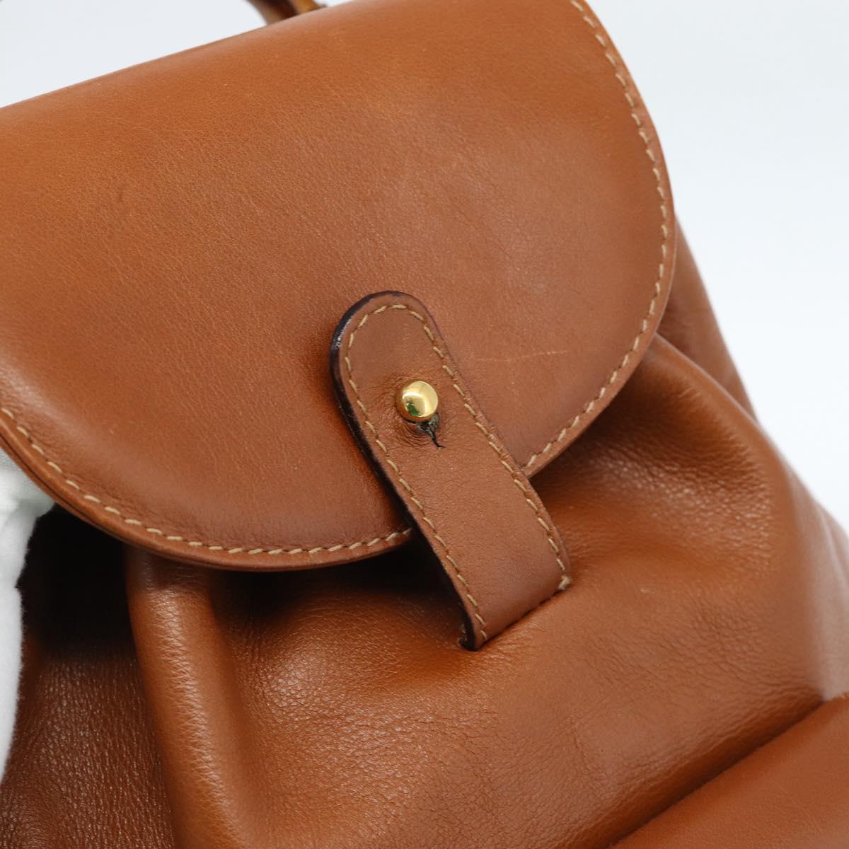 GUCCI Bamboo Backpack Leather Brown Gold 003 1998 0030 Auth ka4712