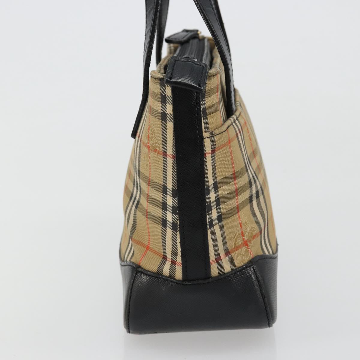 BURBERRY Nova Check Hand Bag Canvas Leather Beige Gold Auth ka4713A