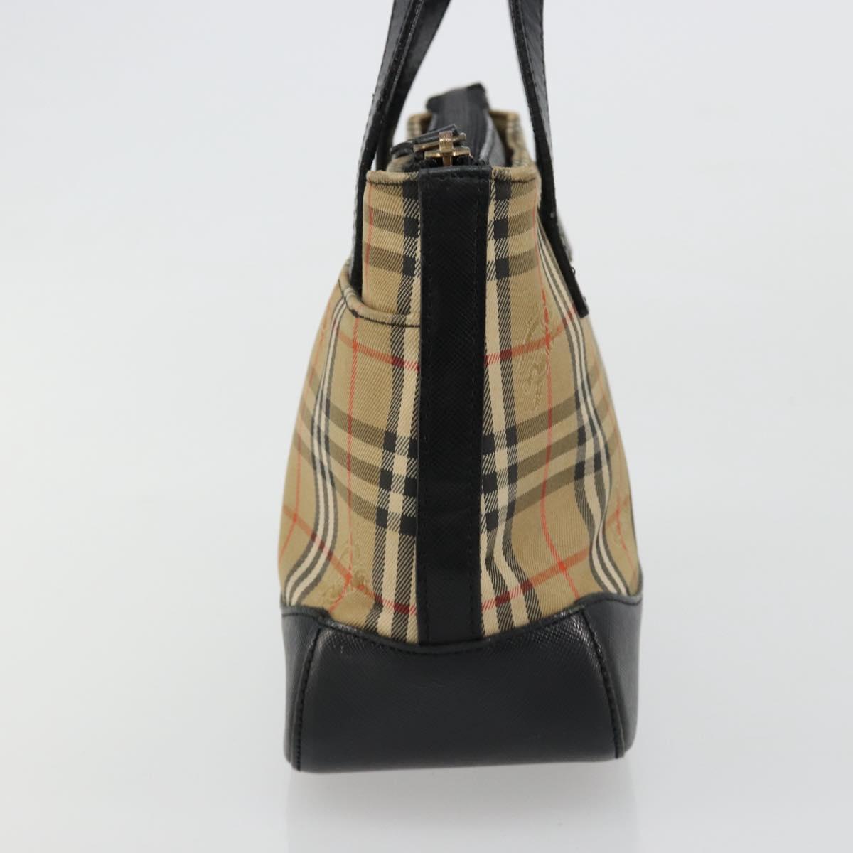 BURBERRY Nova Check Hand Bag Canvas Leather Beige Gold Auth ka4713A