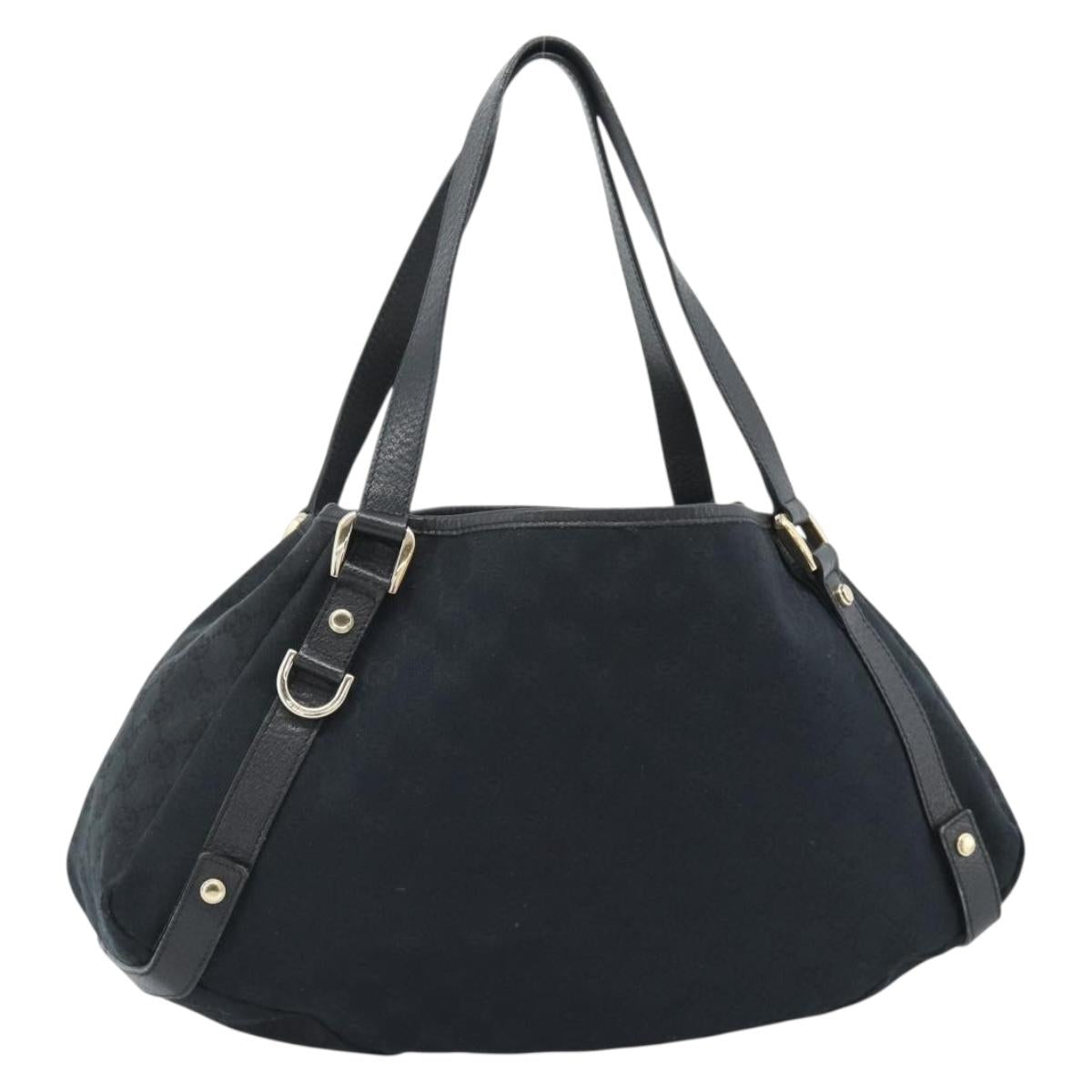 GUCCI GG Canvas Hand Bag Black Gold 130736 Auth ka4724A