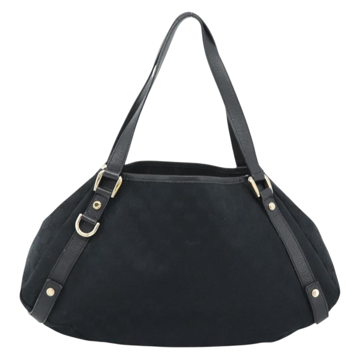 GUCCI GG Canvas Hand Bag Black Gold 130736 Auth ka4724A