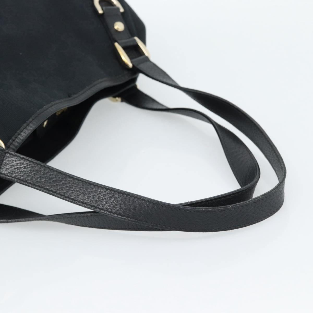GUCCI GG Canvas Hand Bag Black Gold 130736 Auth ka4724A