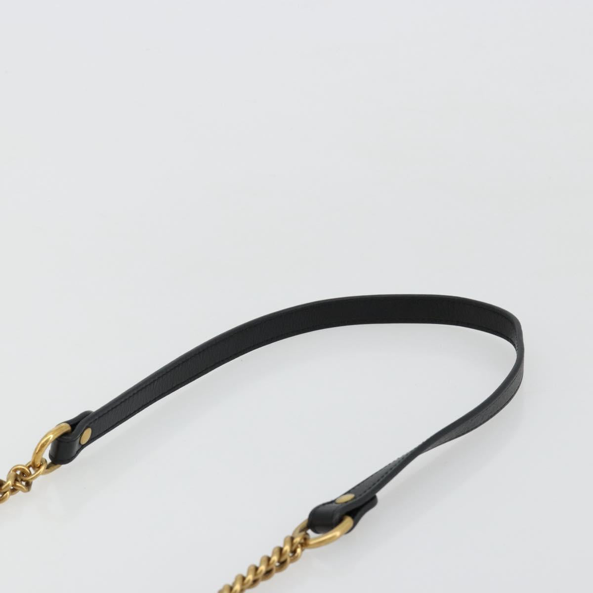 GUCCI GG Marmont Chain Shoulder Bag Leather Black Gold 550154 Auth ka4725A
