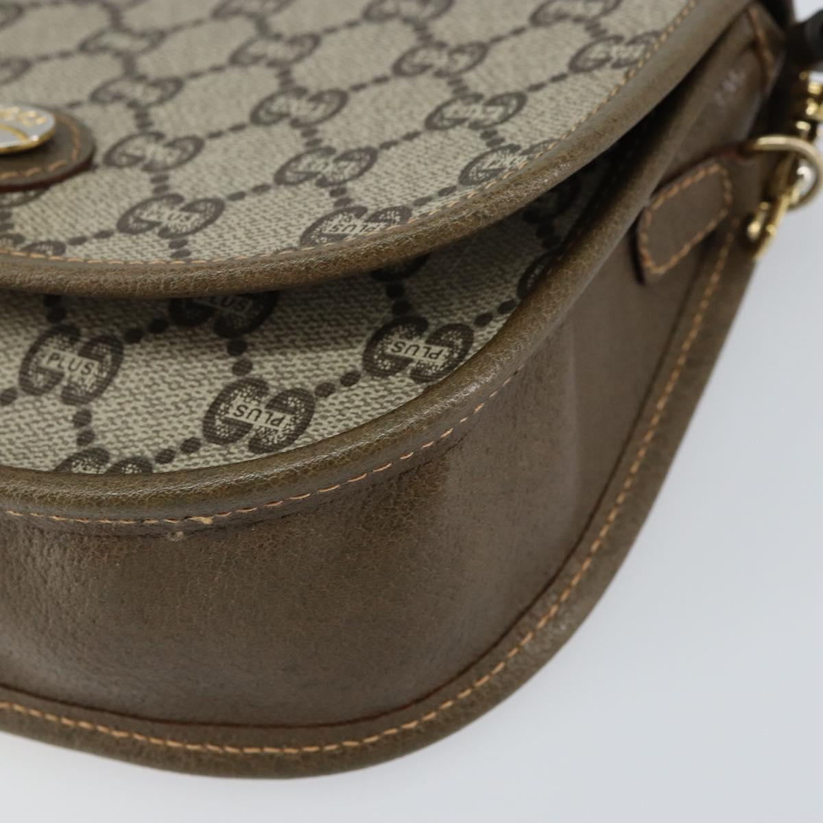 GUCCI GG Plus Supreme Shoulder Bag PVC Beige Gold Auth ka473